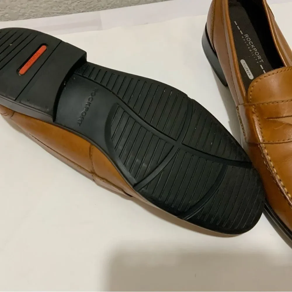 Rockport Walkability Trutech Brown Leather Slip On Casual Loafers Size 10 M